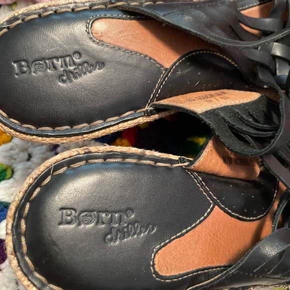 Born sandals black leather straps wedge heels - Picture 4 of 5